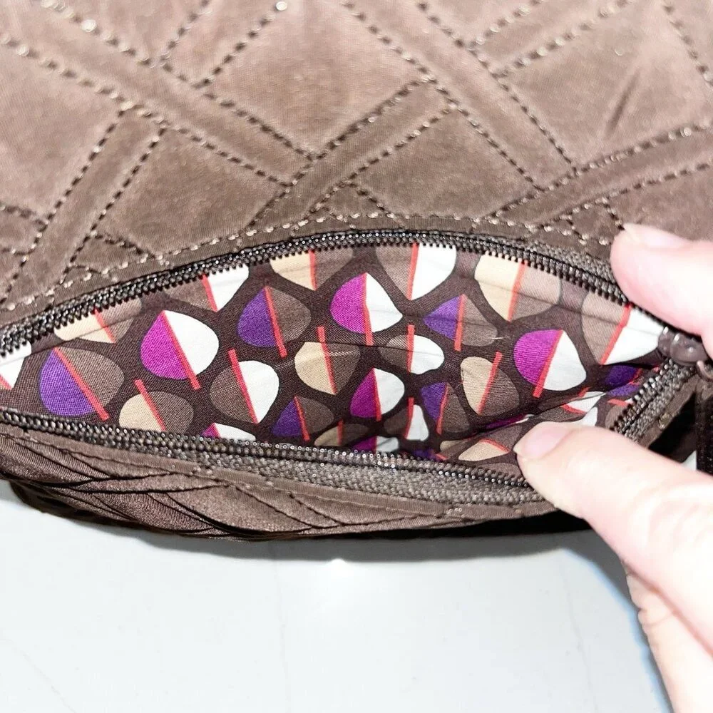 NWT Vera Bradley Brown Quilted Microfiber Hipster